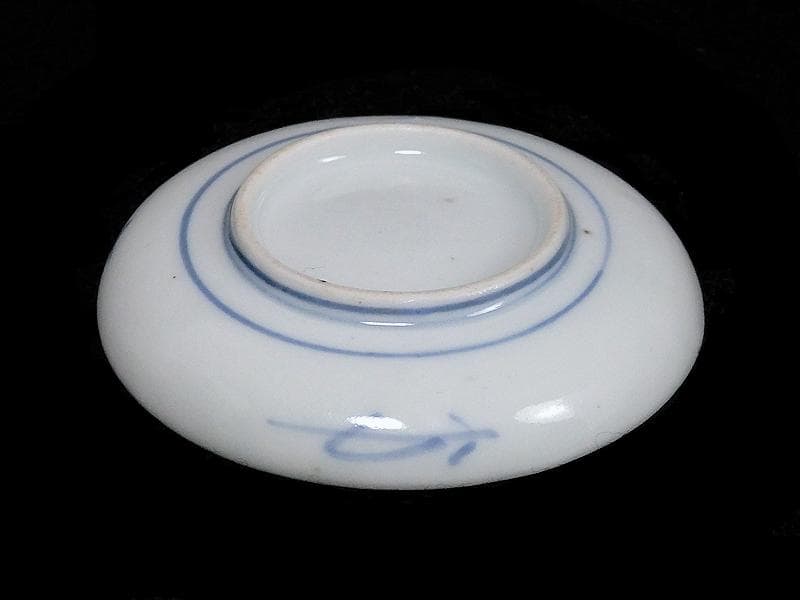 古伊万里　染付　平角繋ぎに五弁花の図　豆皿　A879AS-BWo