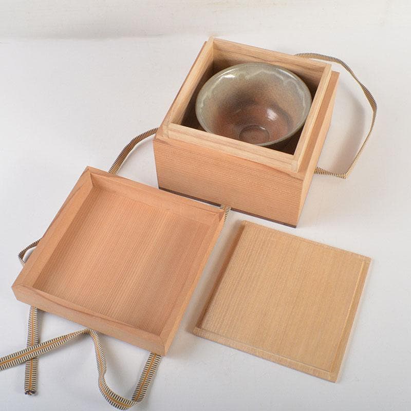 茶道具　信州岩井堂焼　古賀無量作　粉吹茶碗　蓋二重箱　共箱　Ｃ　6801