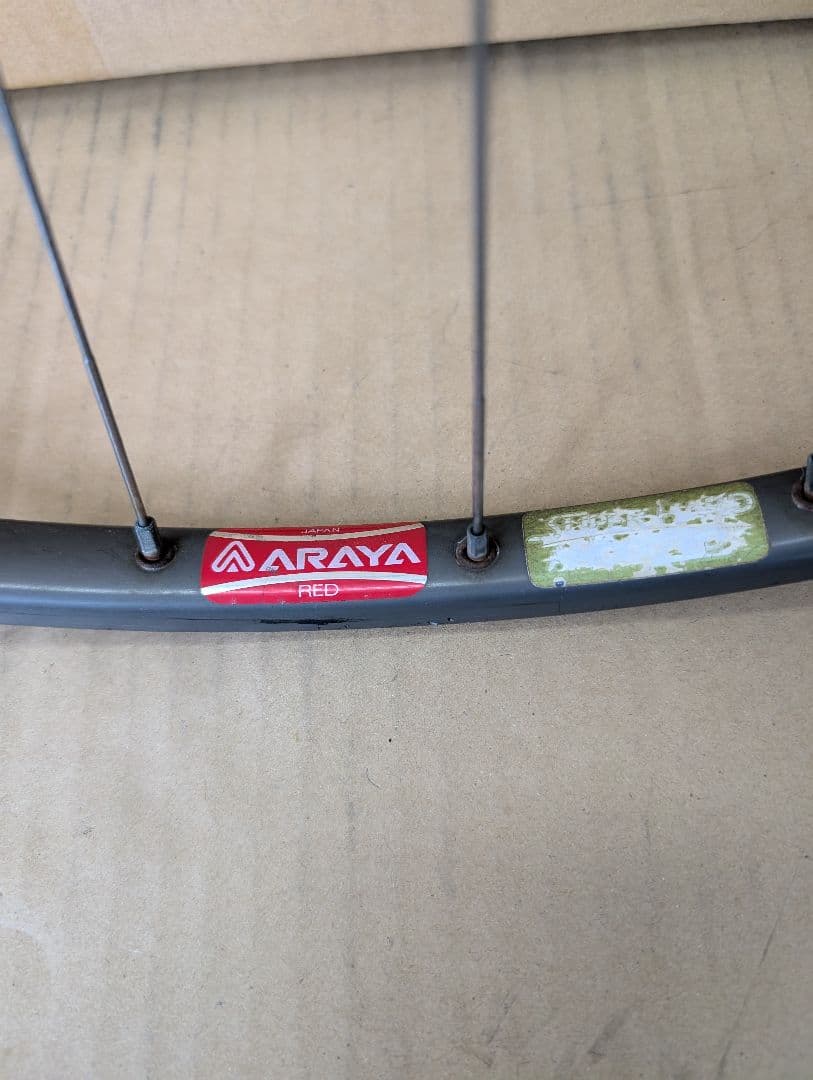 ロードバイク/チューブラータイヤ用ビンテージＡＲＡＹＡ赤ラベルホイール前後セット