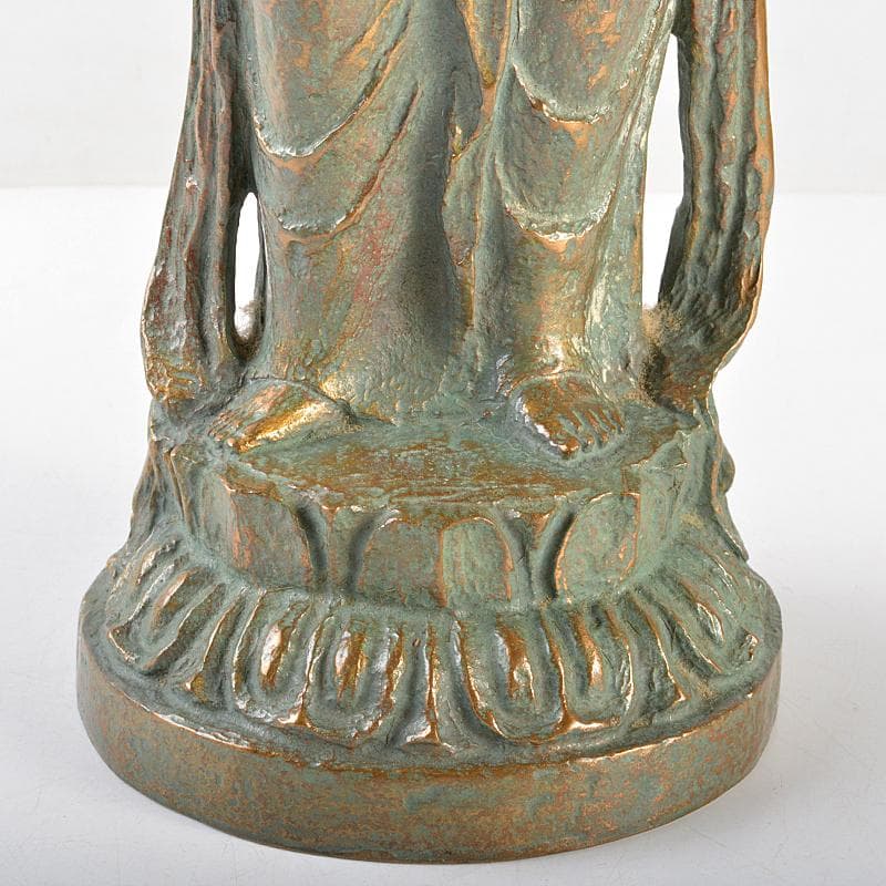 北村西望作　銅塗金　聖観世音菩薩像　仏像　重さ約3kg　共箱　D　R5788B