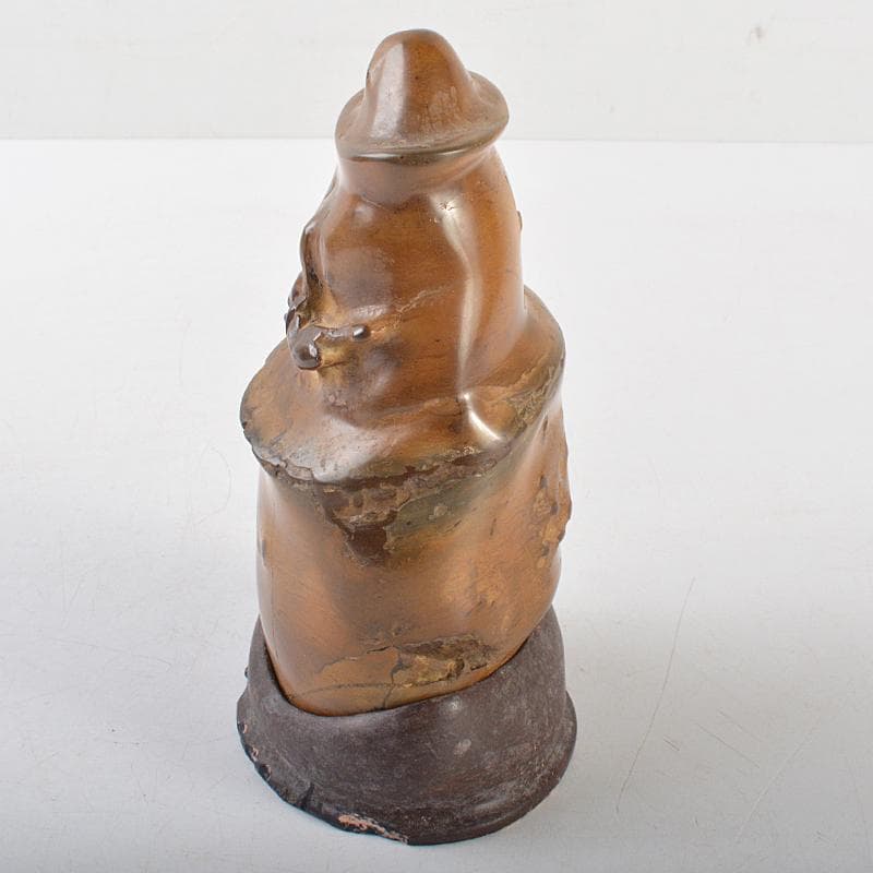 天然石　鑑賞石　安倍川　鉄丸石　置物　唐木台付　C　R7096