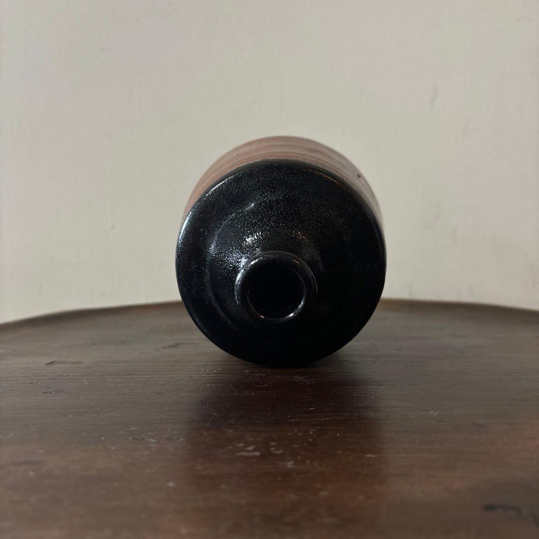 大堀相馬鉄釉徳利花入　古丹波天目釉　酒器　花器　骨董　アンティーク　茶道具　李朝