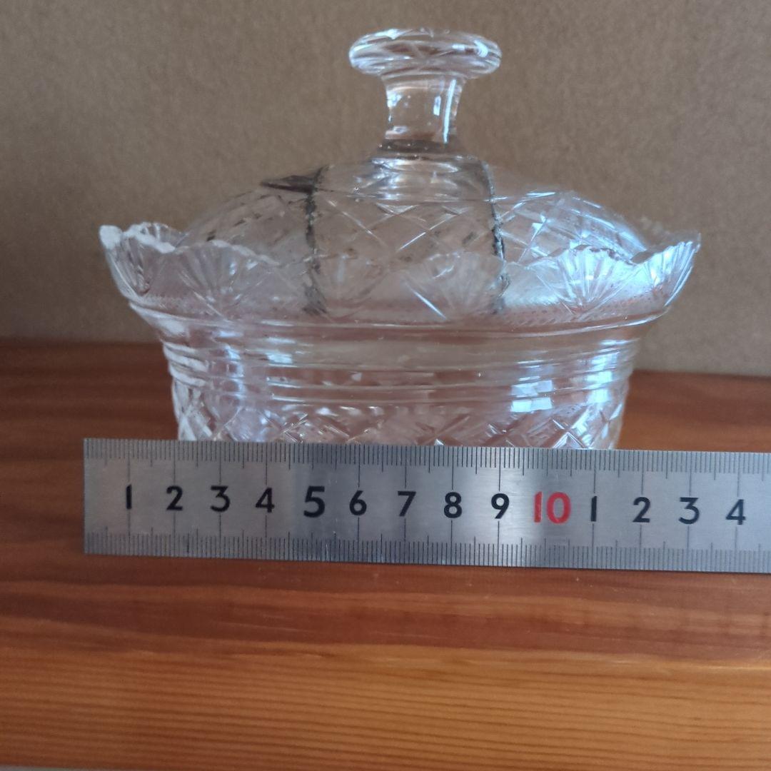 ギヤマン 花模様 ガラス容器 木箱付き　江戸硝子