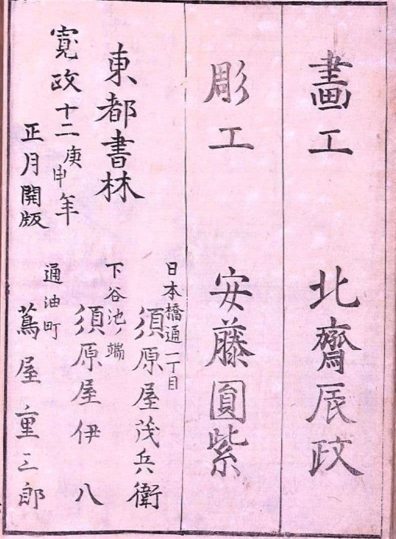 葛飾北斎画　絵本「東都勝景一覧」下巻　江戸版の越前和紙複製　全20点