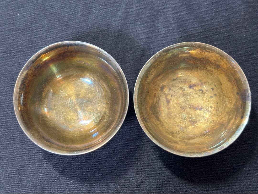 【純銀製】おちょこ×2！総重量55.4g！純銀刻印有り！鋳つぶし