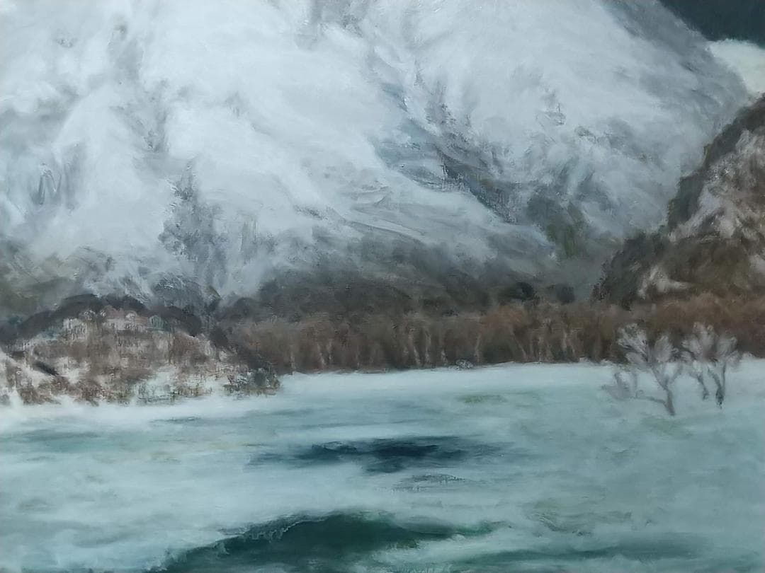 「凍る」2001 F15 絵画 油絵 油彩画 至仏山 尾瀬ヶ原