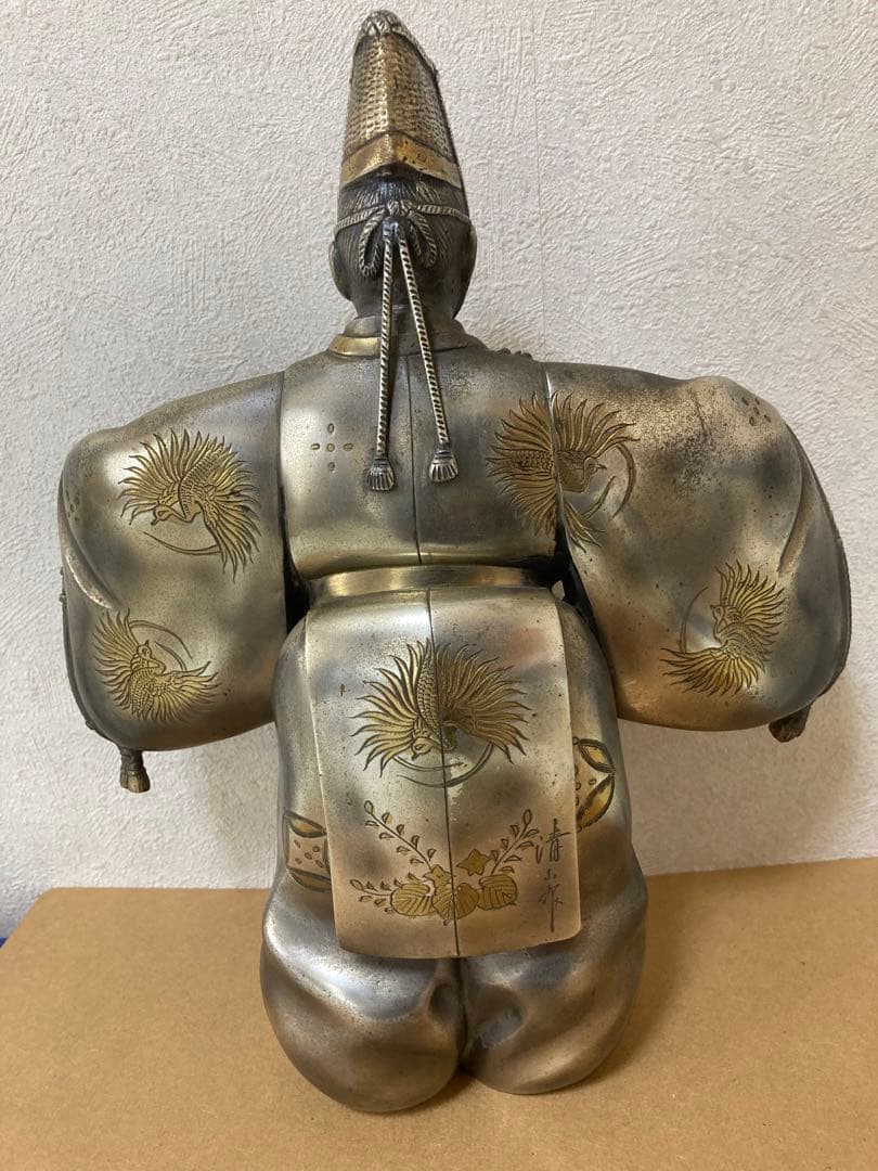 翁置物 金工師清山作 重さ4.2kg高さ32cm