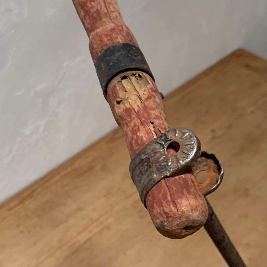 木と鉄できた 古い キックボード アンティーク 古道具 昭和レトロ オブジェ