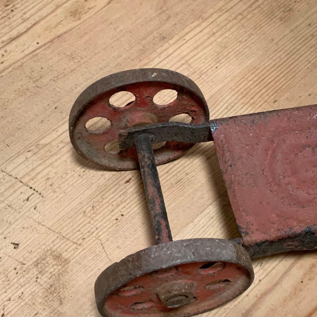 木と鉄できた 古い キックボード アンティーク 古道具 昭和レトロ オブジェ