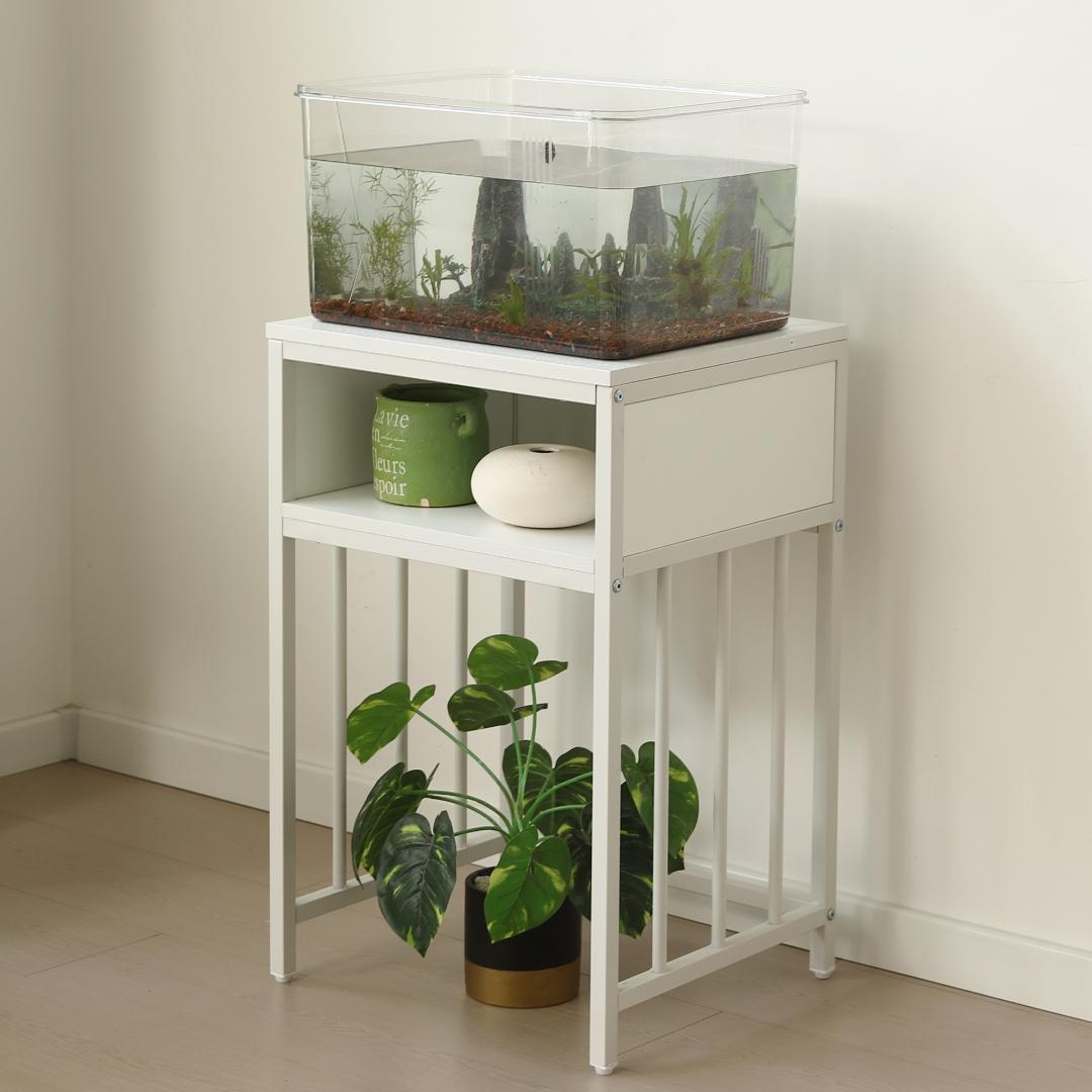 迅速発送！超人気水槽台　二段収納棚　アジャスター付き　収納ラック　WHITE