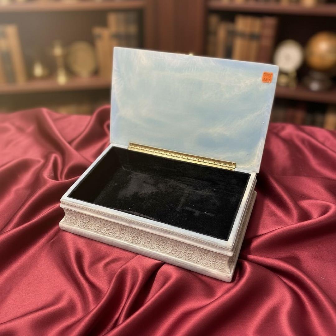 希少 アンティーク調 陶器 ストーンジュエリーボックス ヴィンテージ 北欧