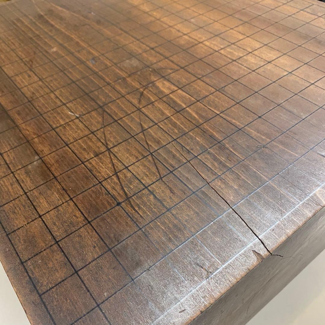 木製囲碁盤 丸脚付き 正方形　骨董　昭和レトロ　大正ロマン