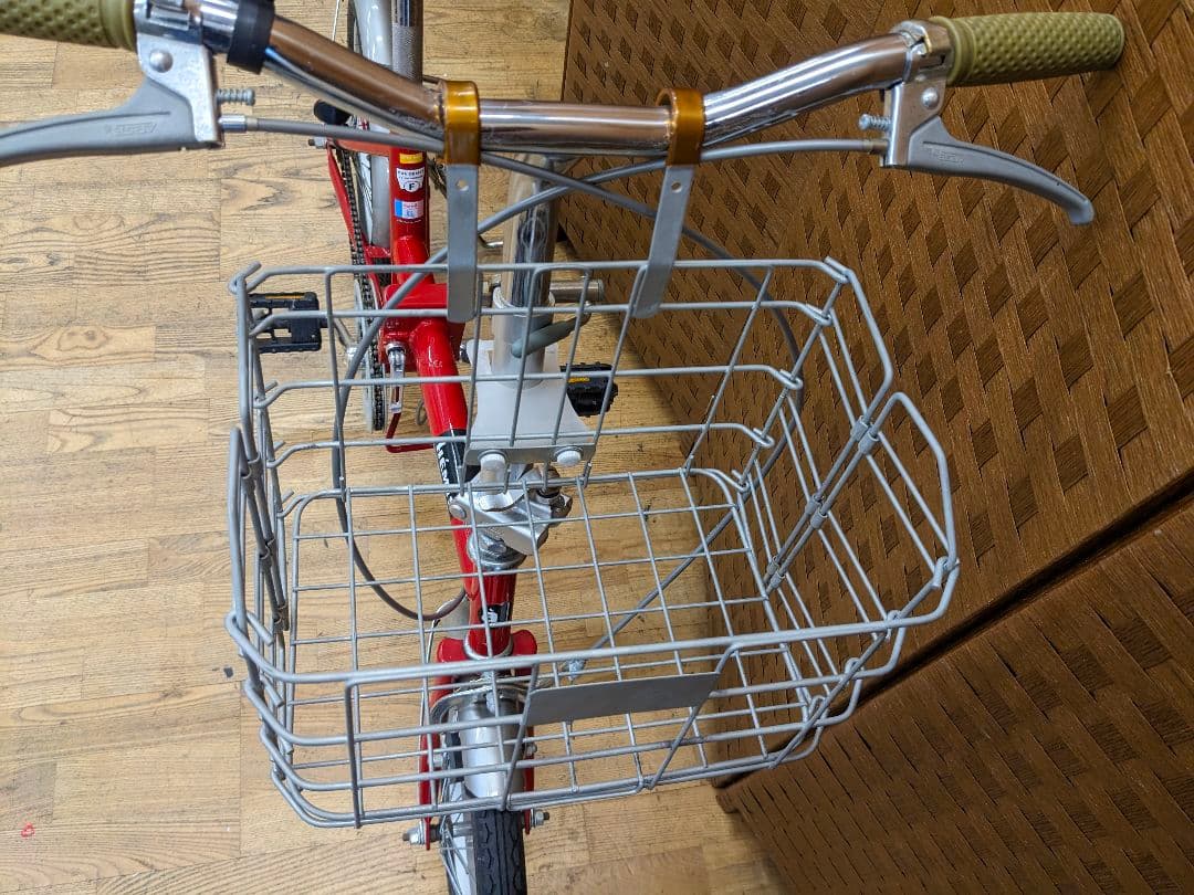 U007 美品　折り畳み自転車　20インチ　カゴ付き　レッド