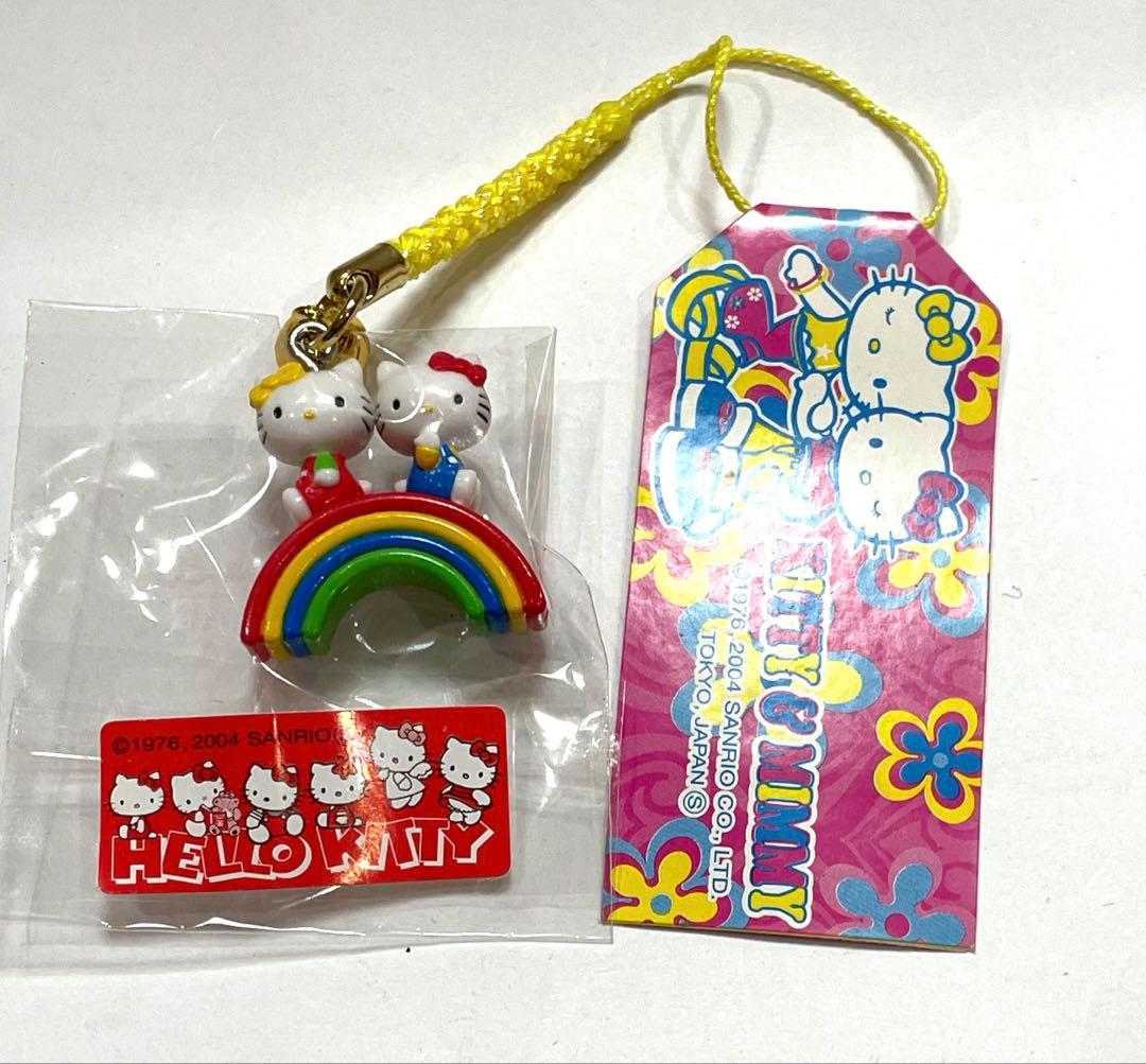 d*7様 ハローキティ 根付 ストラップ　キティーミミイ　虹