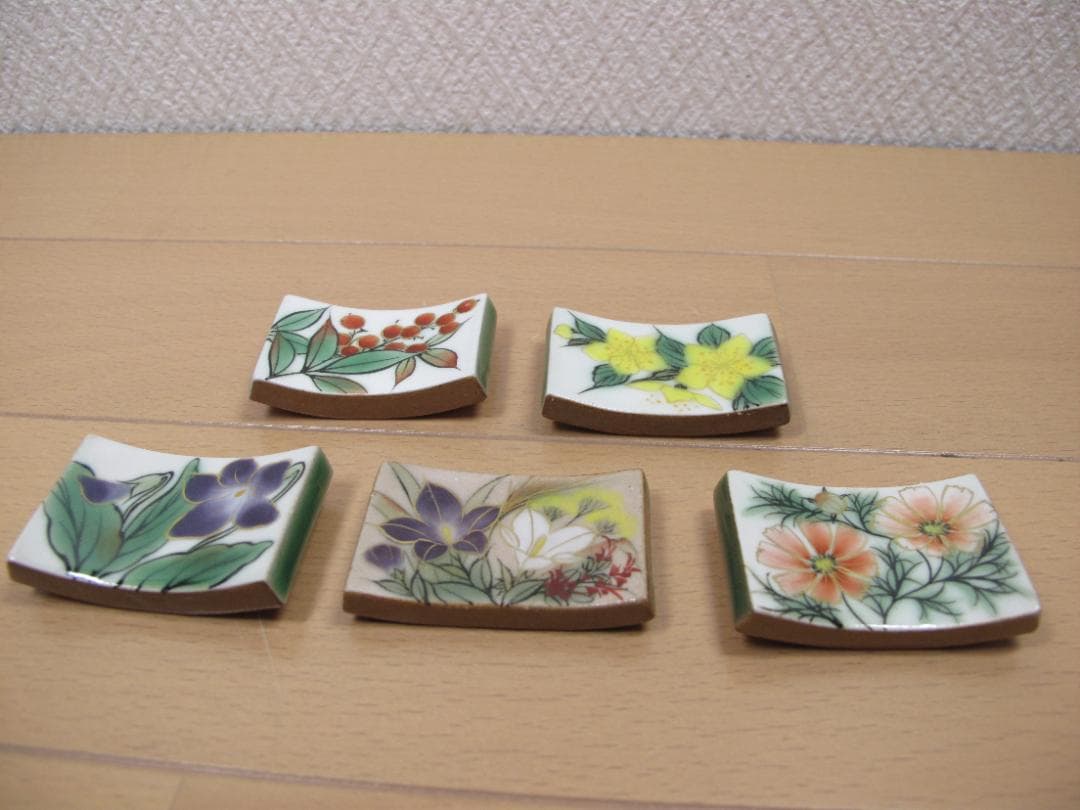 陶あん京焼清水焼 伝統工芸色絵付け　箸置き　５個