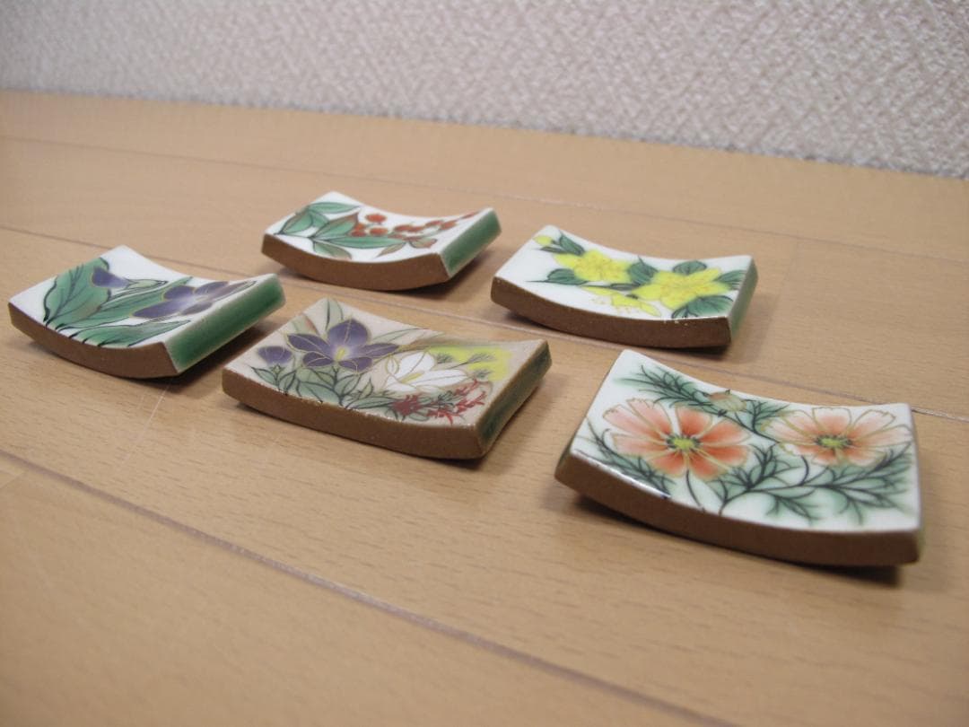 陶あん京焼清水焼 伝統工芸色絵付け　箸置き　５個