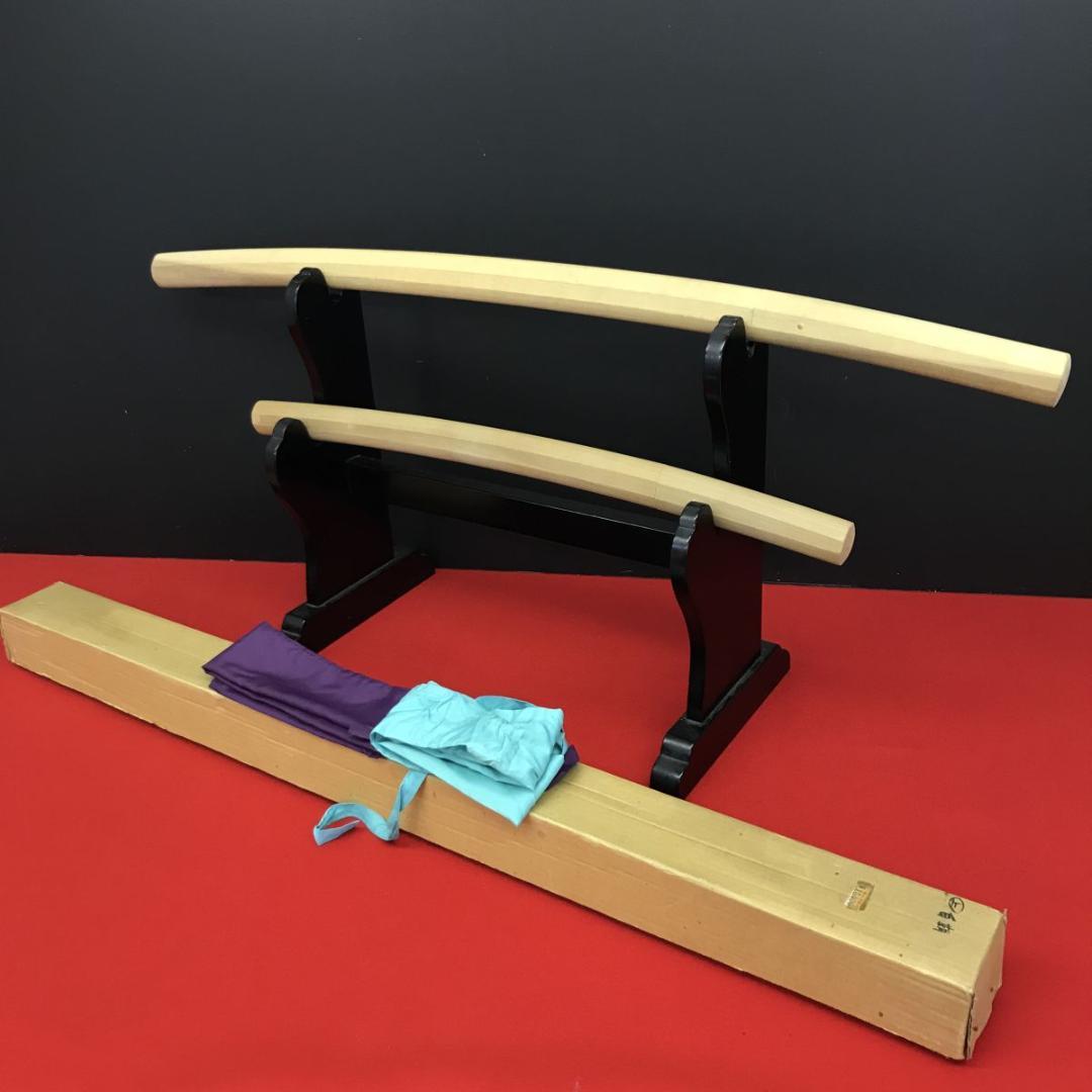 模造刀 白鞘 刀 脇差 セット　全長101/68cm　収納袋 刀剣美術 居合道