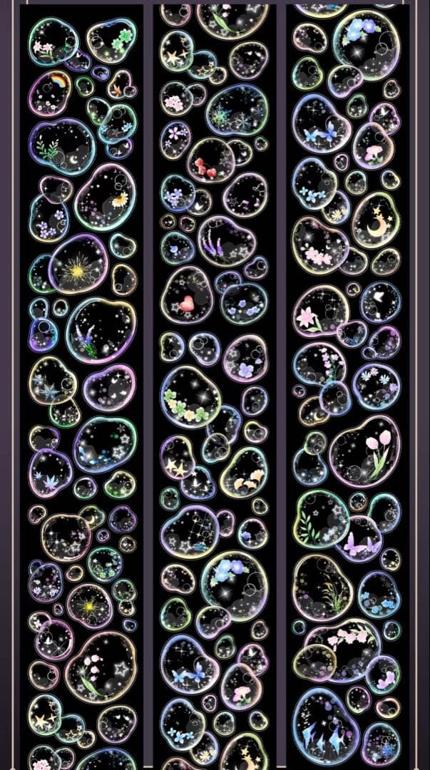 【8698】海外　マステ　5m巻売り　貝殻光カッティング泡　虹色マスキングテープ