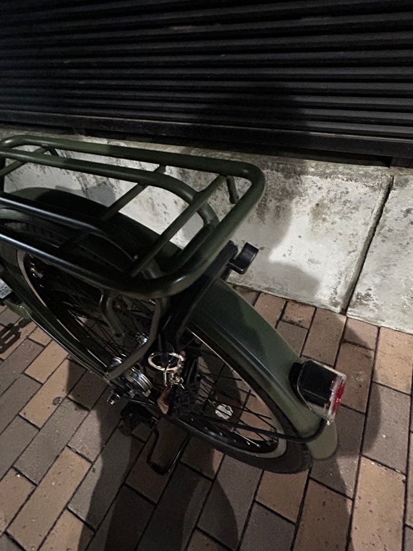 オリーブグリーン 電動アシスト自転車 荷台付き