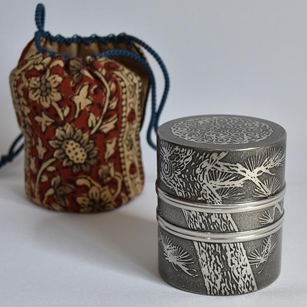 煎茶道 上錫大阪錫半 茶壷茶筒01