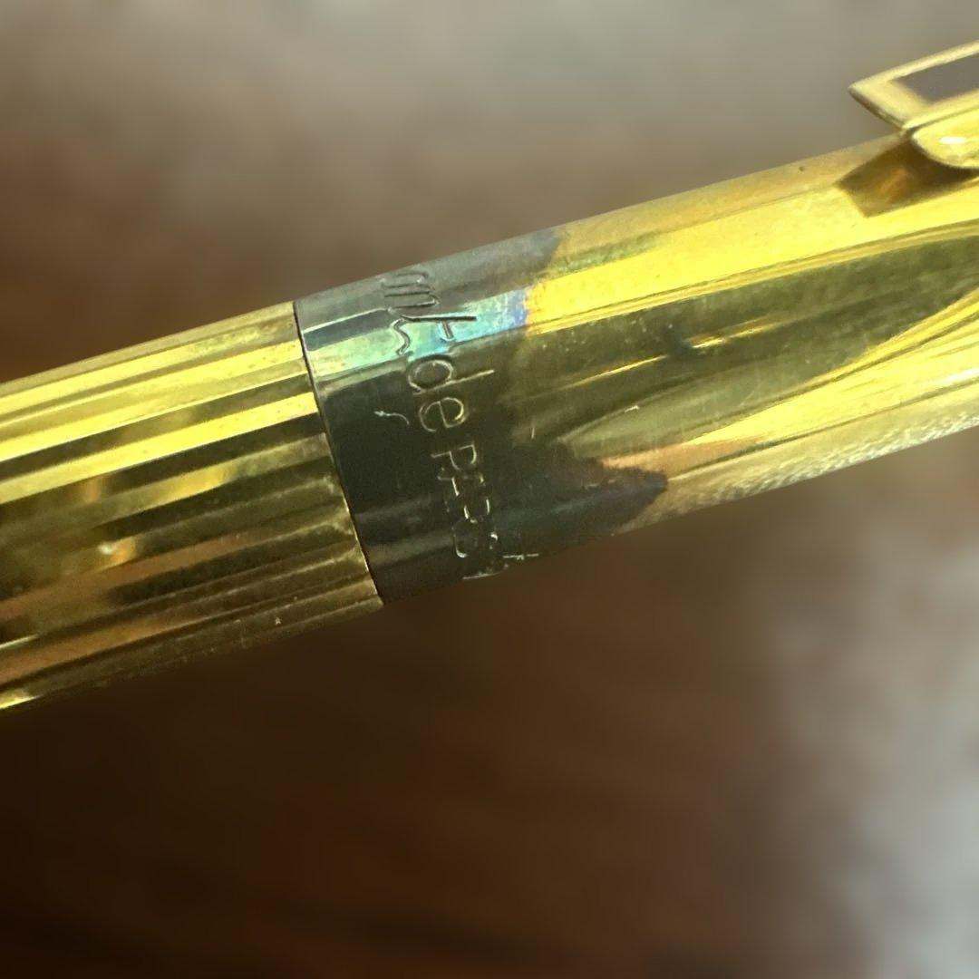 ★希少925刻印★デュポンゴールドライン高級ボールペン インクなし