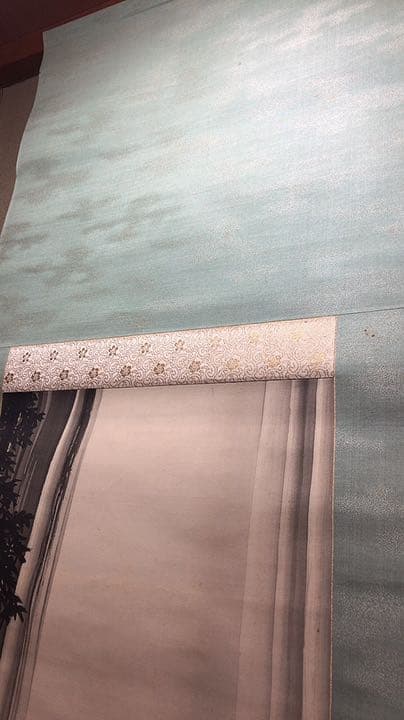 雅瀑図　掛け軸　掛軸　望月玉渓　共箱あり 34