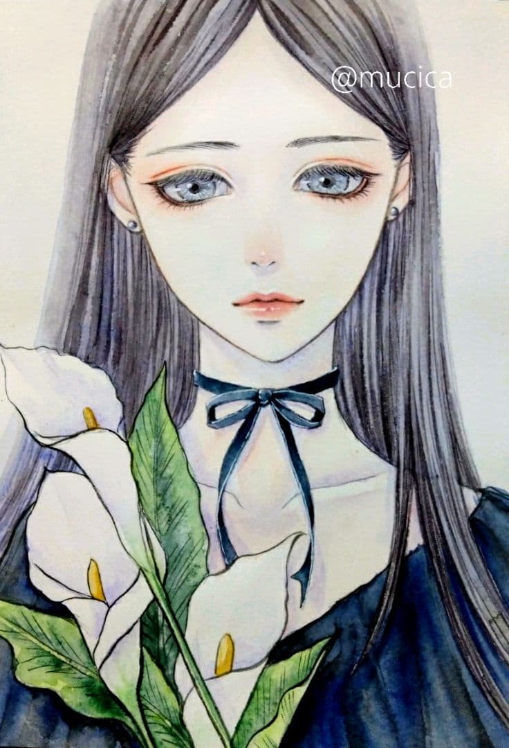 専用　手描きイラスト　絵画　美人画 絵 人物画　水彩画