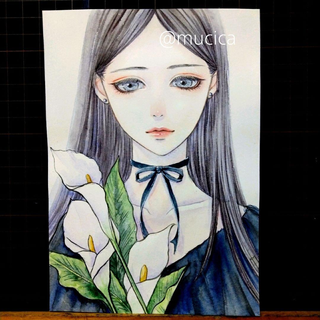 専用　手描きイラスト　絵画　美人画 絵 人物画　水彩画