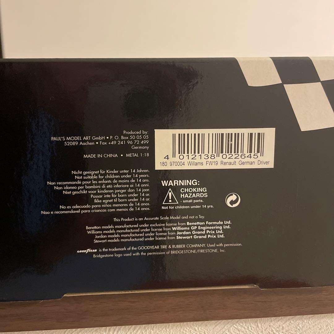 ミニチャンプス1/18 ウイリアムズルノーFW19 German D