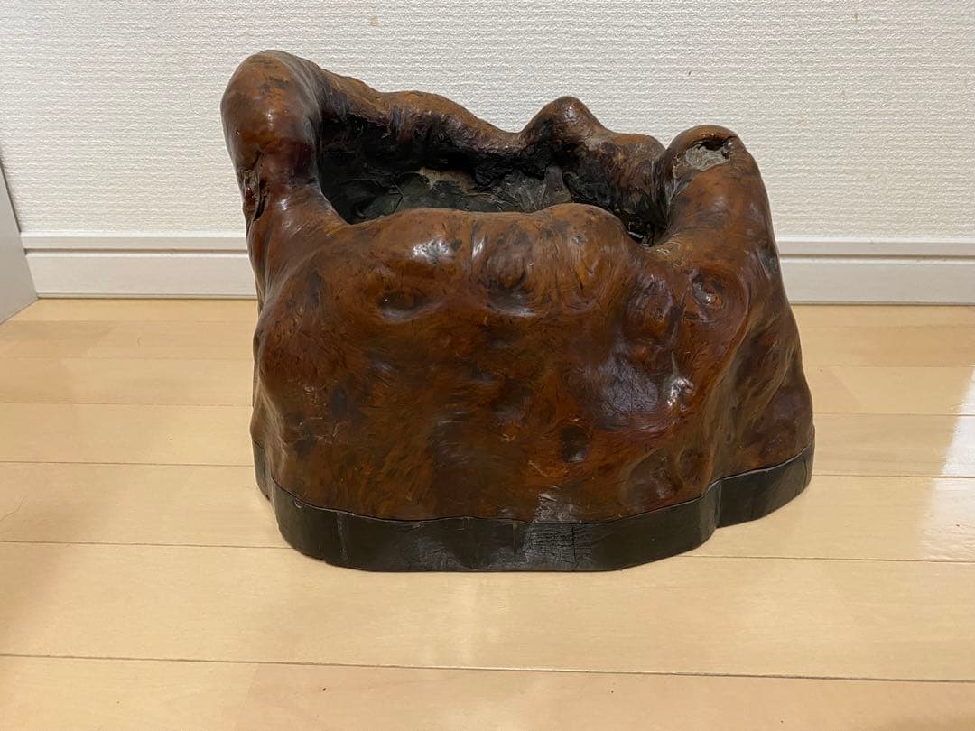 F木製 火鉢 古民具　時代物 木瘤涼炉台 涼炉台 たばこ盆 煙草盆莨盆 樹瘤莨盆