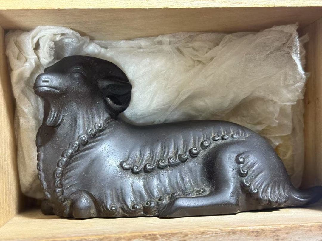 人間国宝 工芸家 香取正彦 鋳銅 羊 オブジェ 彫刻 置物 古美術 金属工芸