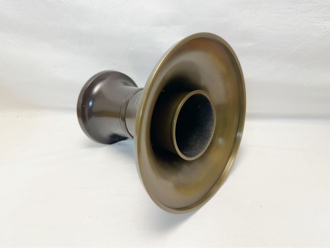 未使用 華道具 ラッパ型 銅 花入 重さ約3.6kg 金属工芸 花瓶 花器元箱