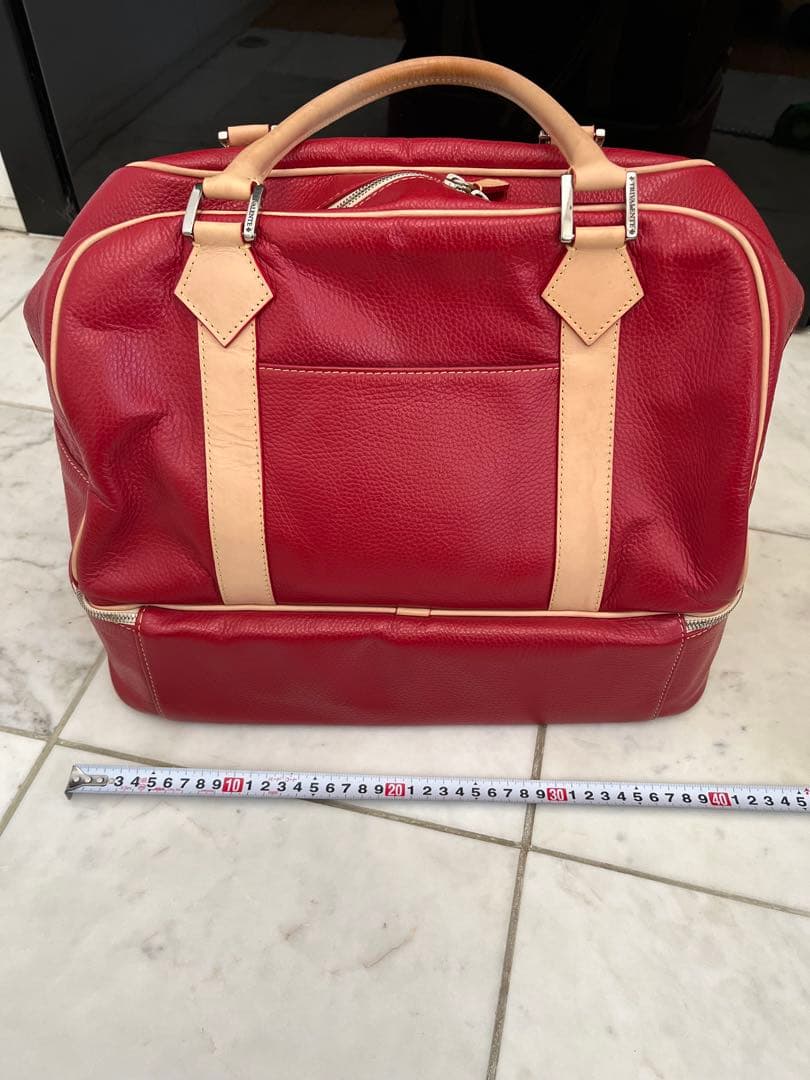 ゴルフダイジェスト掲載　ゴルフバッグ　本革　赤