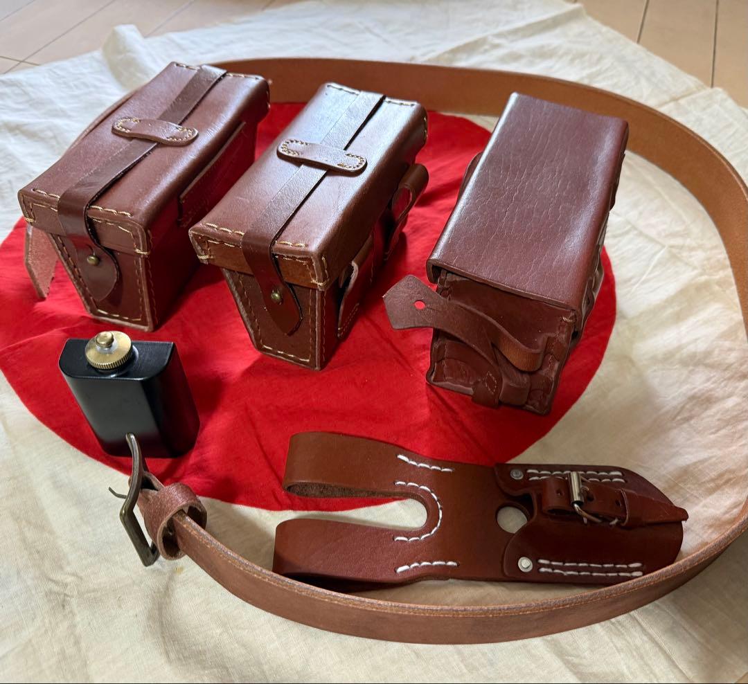 オイル缶付 日本軍弾薬盒,剣刺,帯革★兵士個人装備セット★B級品の複製品です★