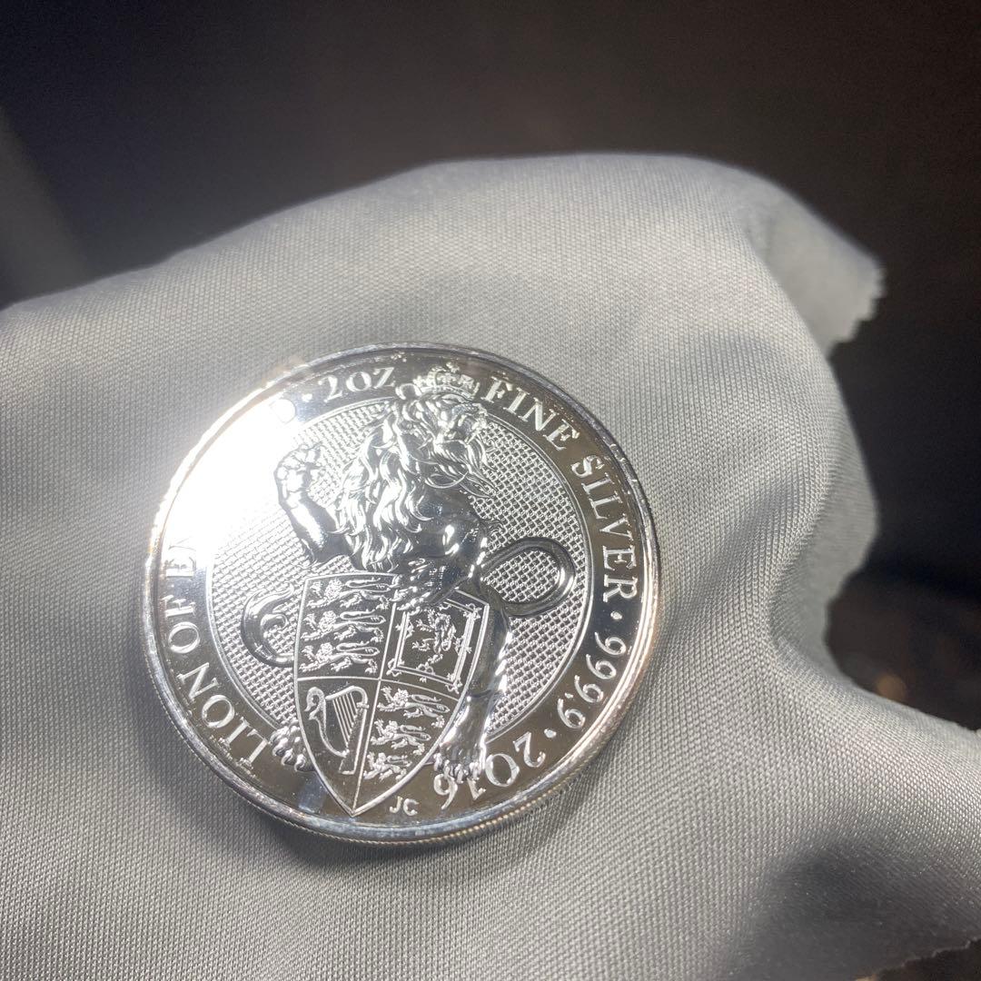 S3 純銀貨 2オンス クイーンズビースト　2016 ライオン・イングランド