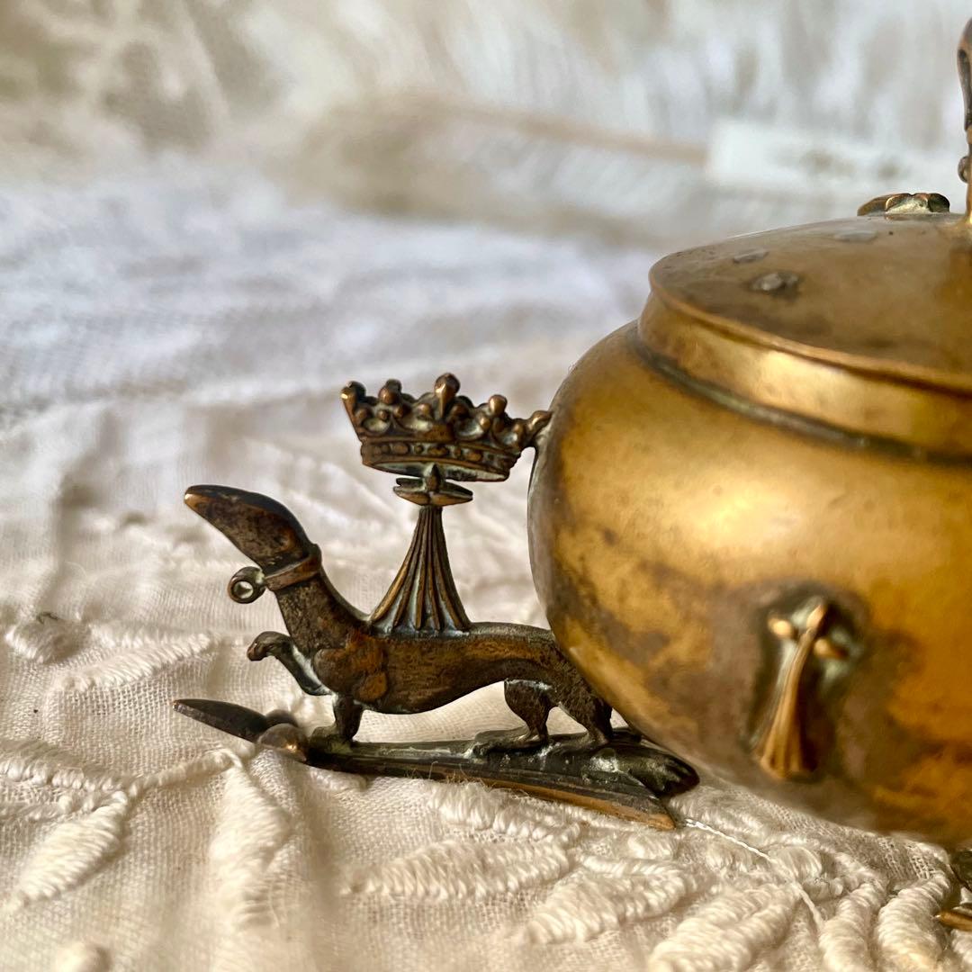 ブルターニュ エルミン紋章書斎用インクウェル インク壺 フランスアンティーク