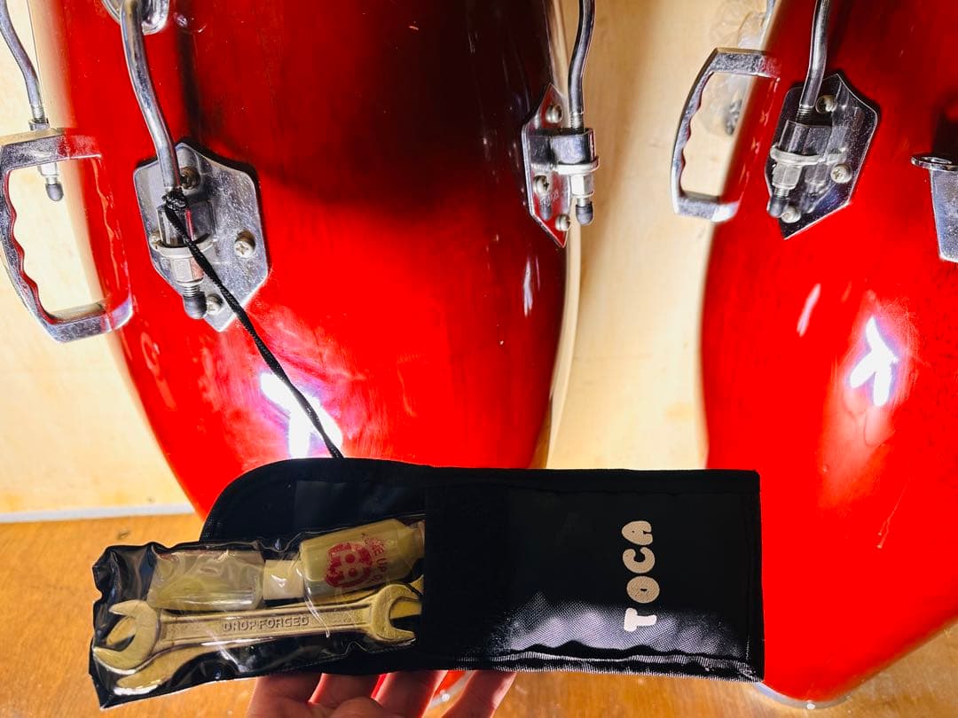 TOCA コンガ ペア 打楽器 木製 レッド 中古 パーカッション