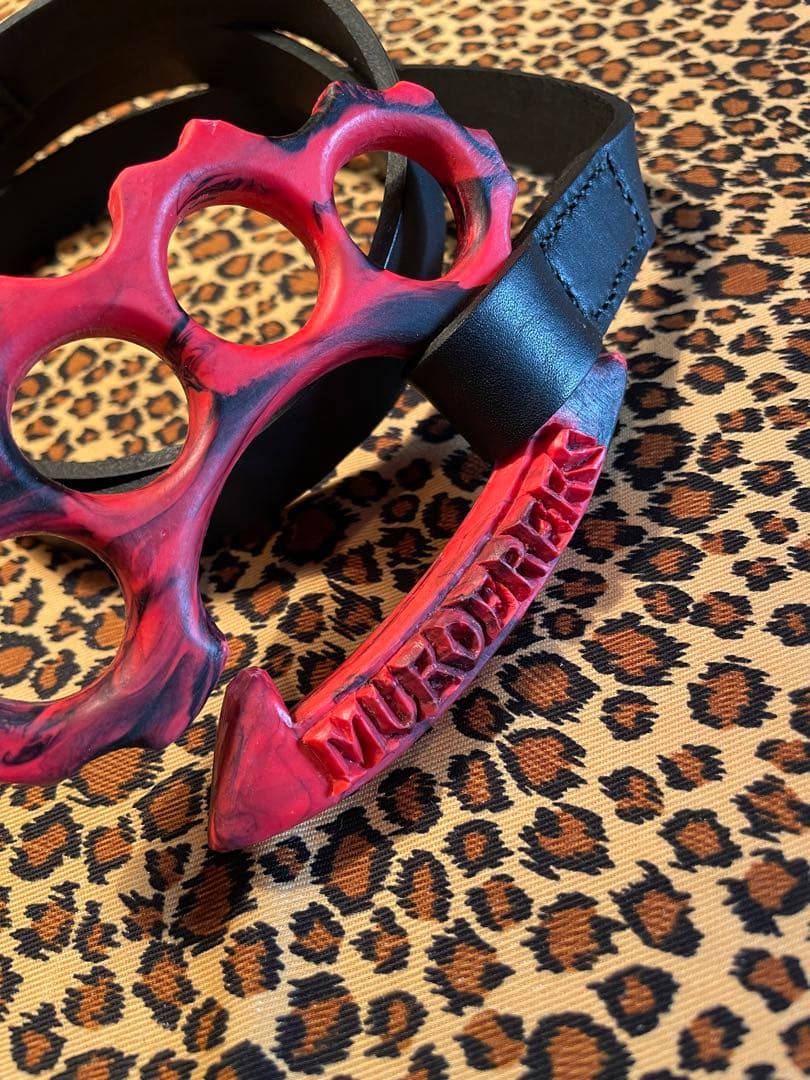 赤黒　ナックル　ドッグ　リード　本革