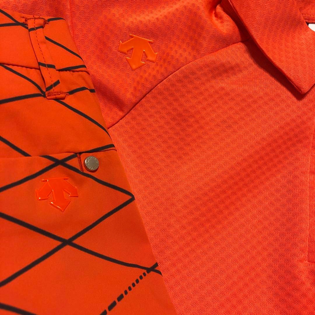 デサント ゴルフ セットアップ 上下セット　ポロシャツ　スカートオレンジ　M