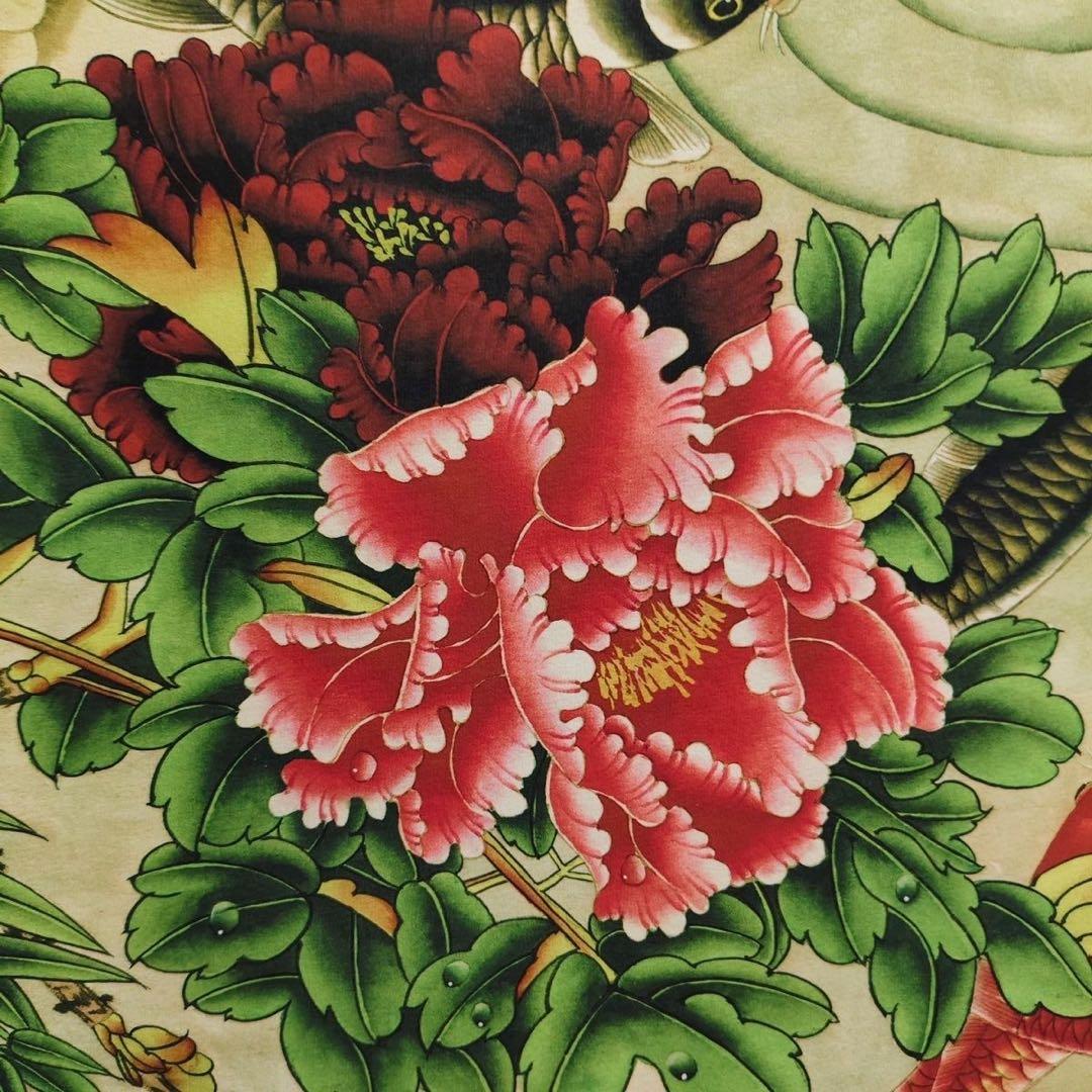 四尺中堂 中国画 于非闇 花鳥図 富貴有余 掛け軸