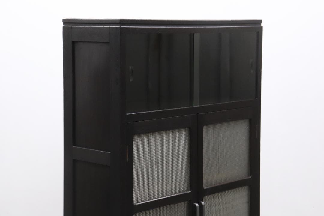 レトロ ガラス キャビネット ダイヤガラス 食器棚 書棚 本棚 本箱 収納 水屋