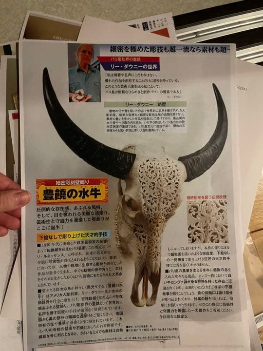 豊饒の水牛　彫刻　壁飾り