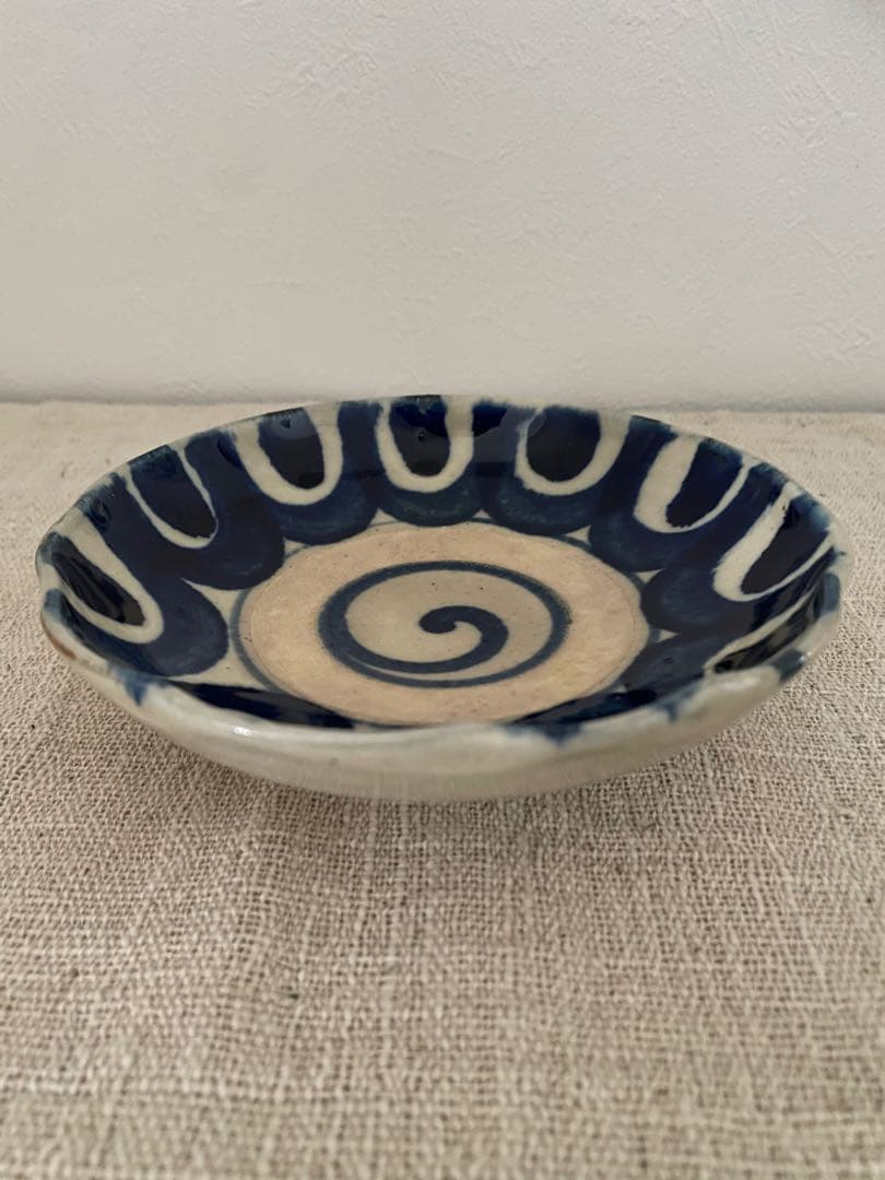 沖縄　大嶺實清　古作　染付輪花皿