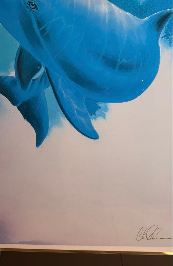 #クリスチャン・リース・ラッセン 「ドルフィン 」 ミクスドメディア版画 額装