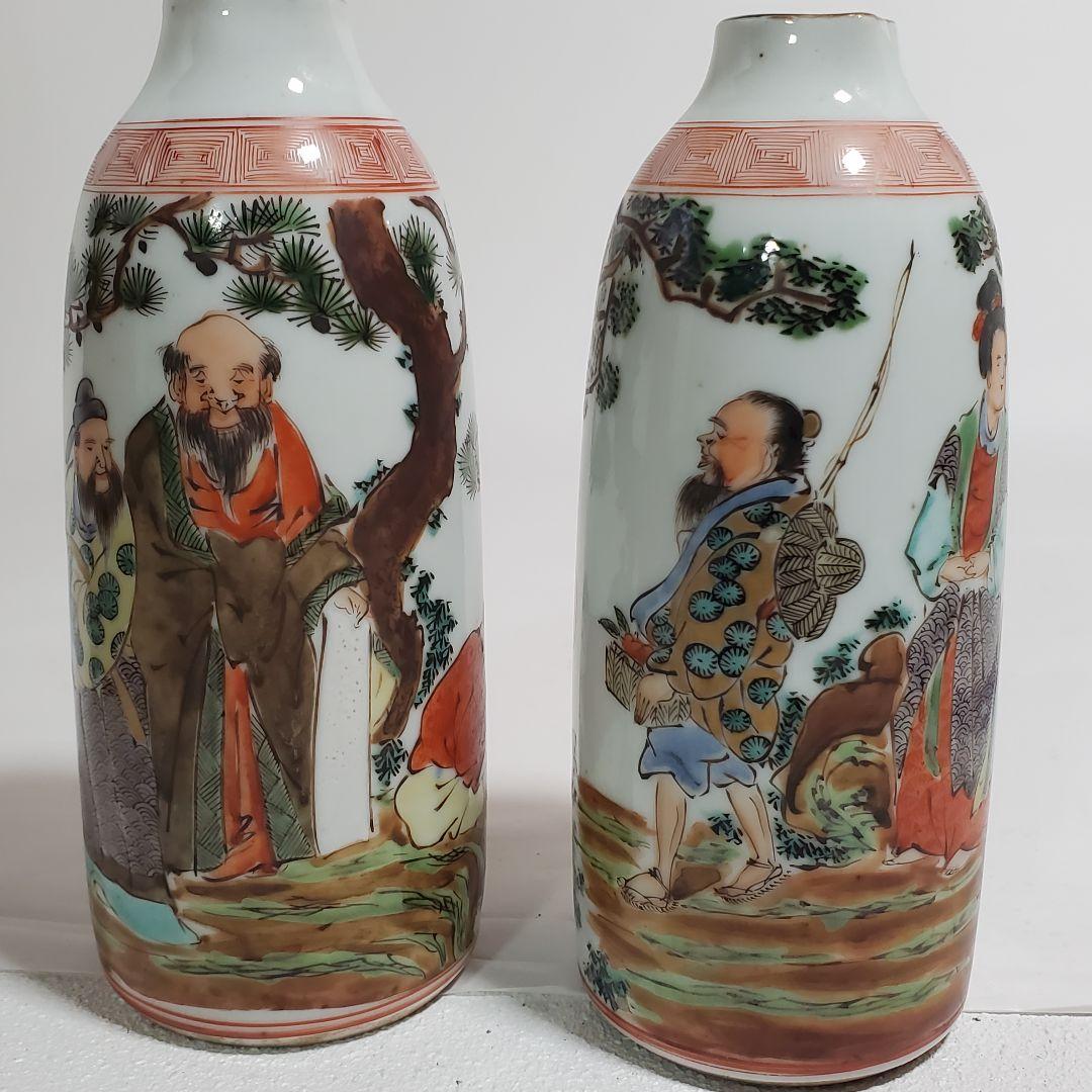 渋草色絵徳利 徳丸銘 ２本