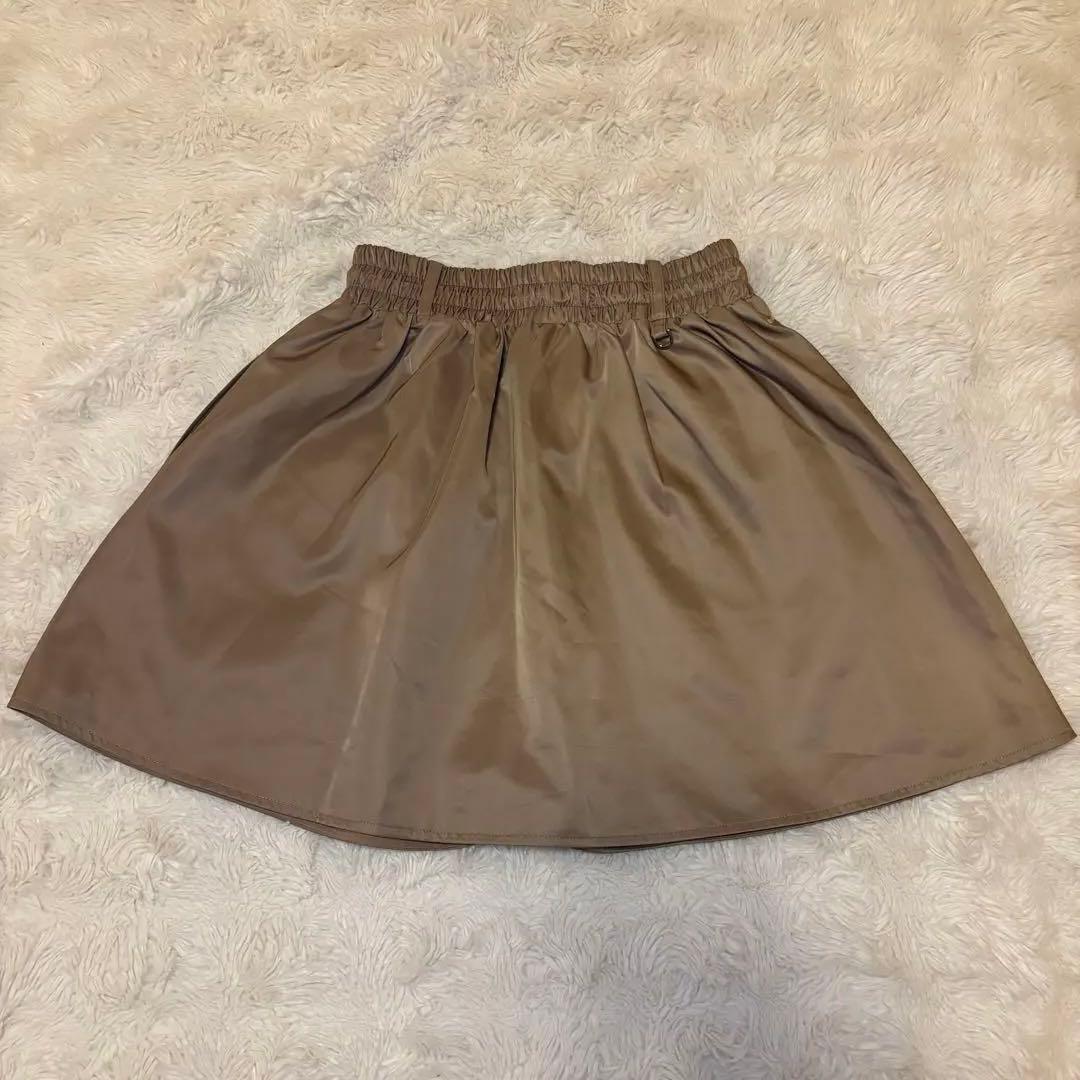 レディース マルディ 韓国 ゴルフウェア スカート ベージュ ロゴ ナイロン