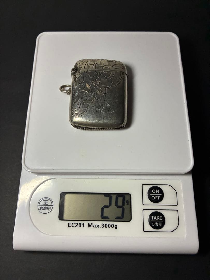 英国アンティーク 1911年 純銀マッチケース 銀無垢スターリングシルバー英国製