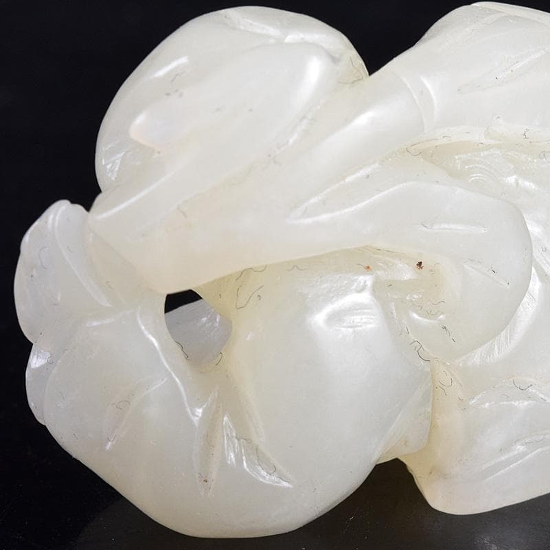 中国　玉石白玉彫刻　人物彫　根付　置物　C　7848E