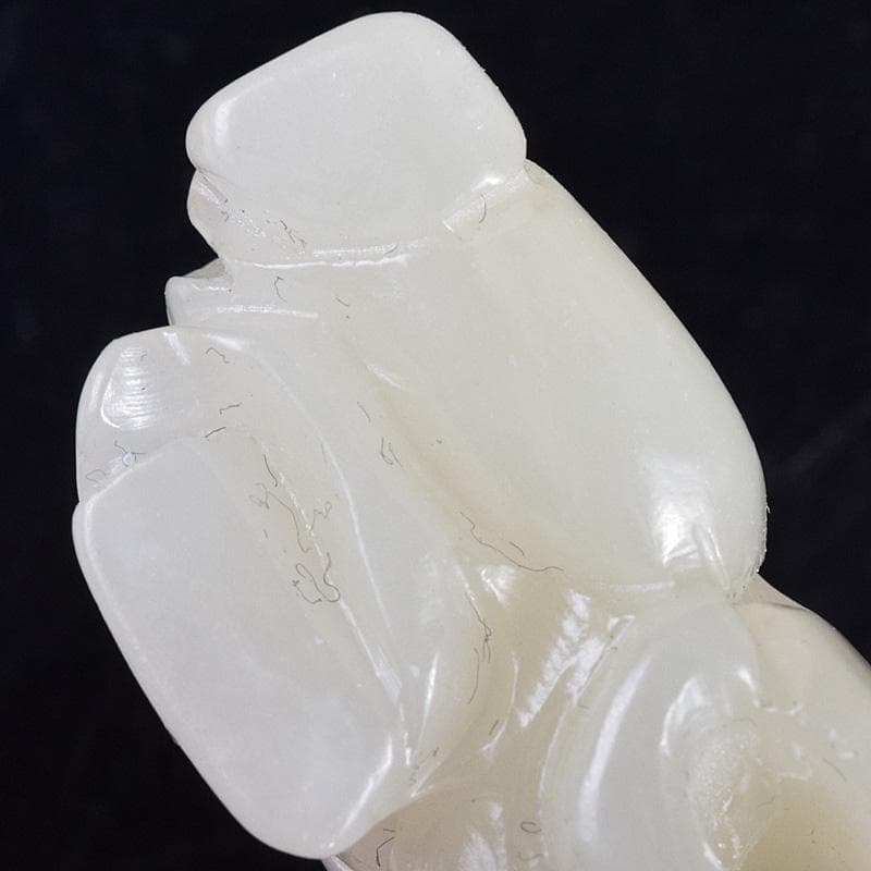 中国　玉石白玉彫刻　人物彫　根付　置物　C　7848E