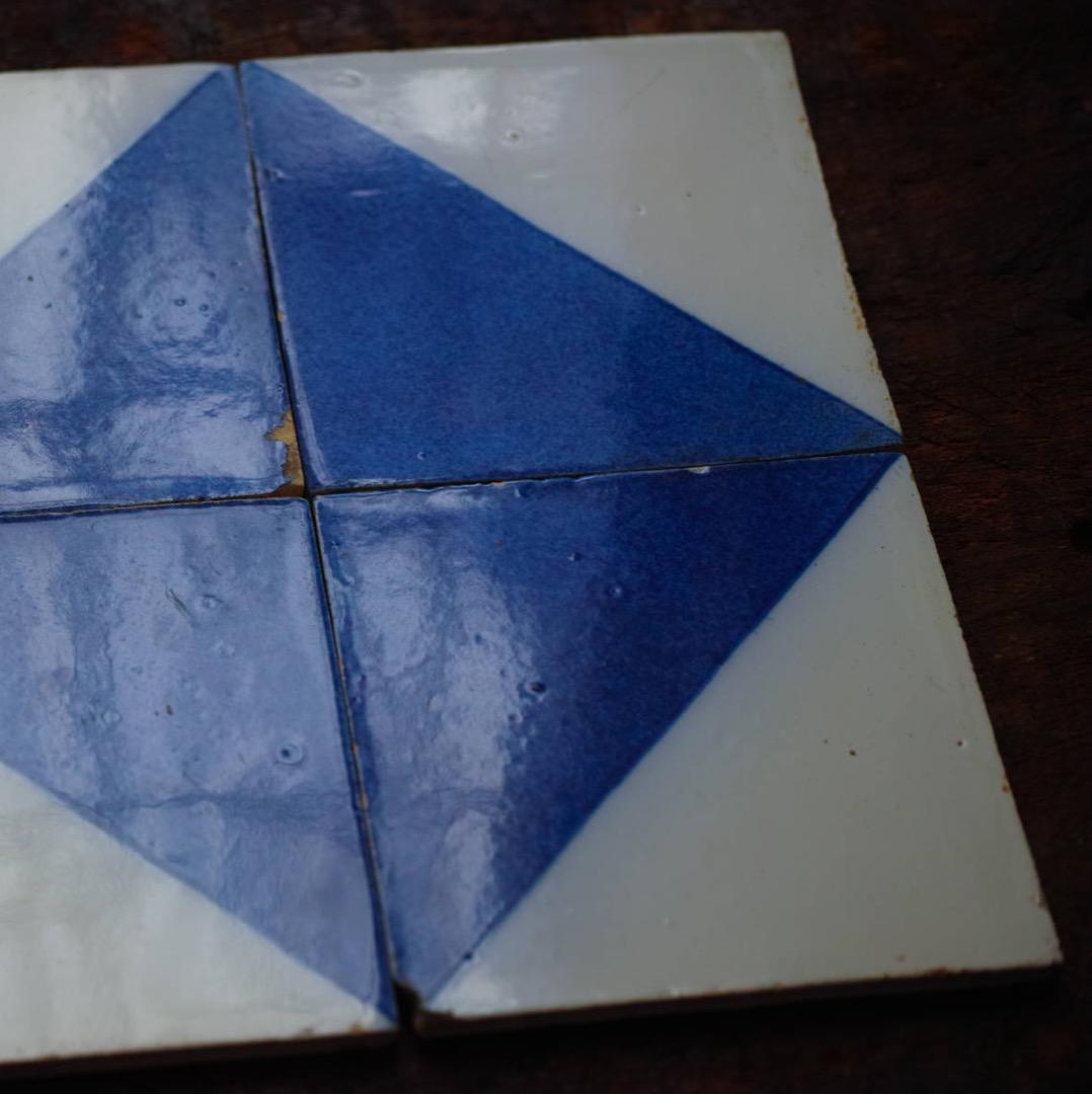 18世紀オランダ デルフトタイル 幾何学文 d / アンティーク 阿蘭陀 和蘭